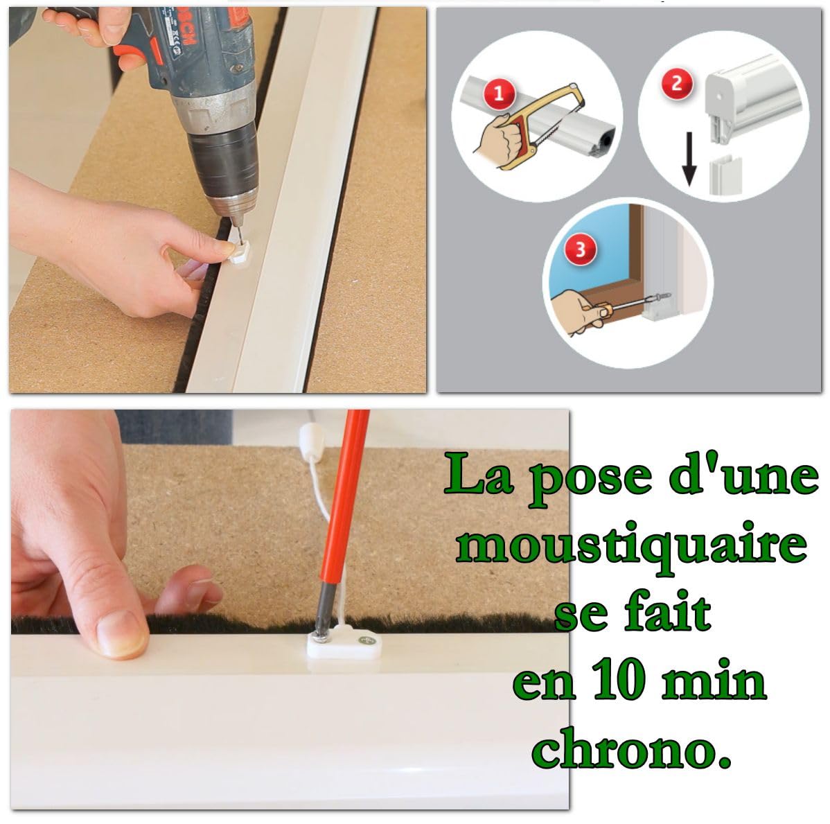 MadeInNature, Moustiquaire PVC enroulable, Châssis blanc, facilement recoupable, Tailles au choix (Châssis Blanc, 1 Moustiquaire Largeur 130cmx160 recoupable)