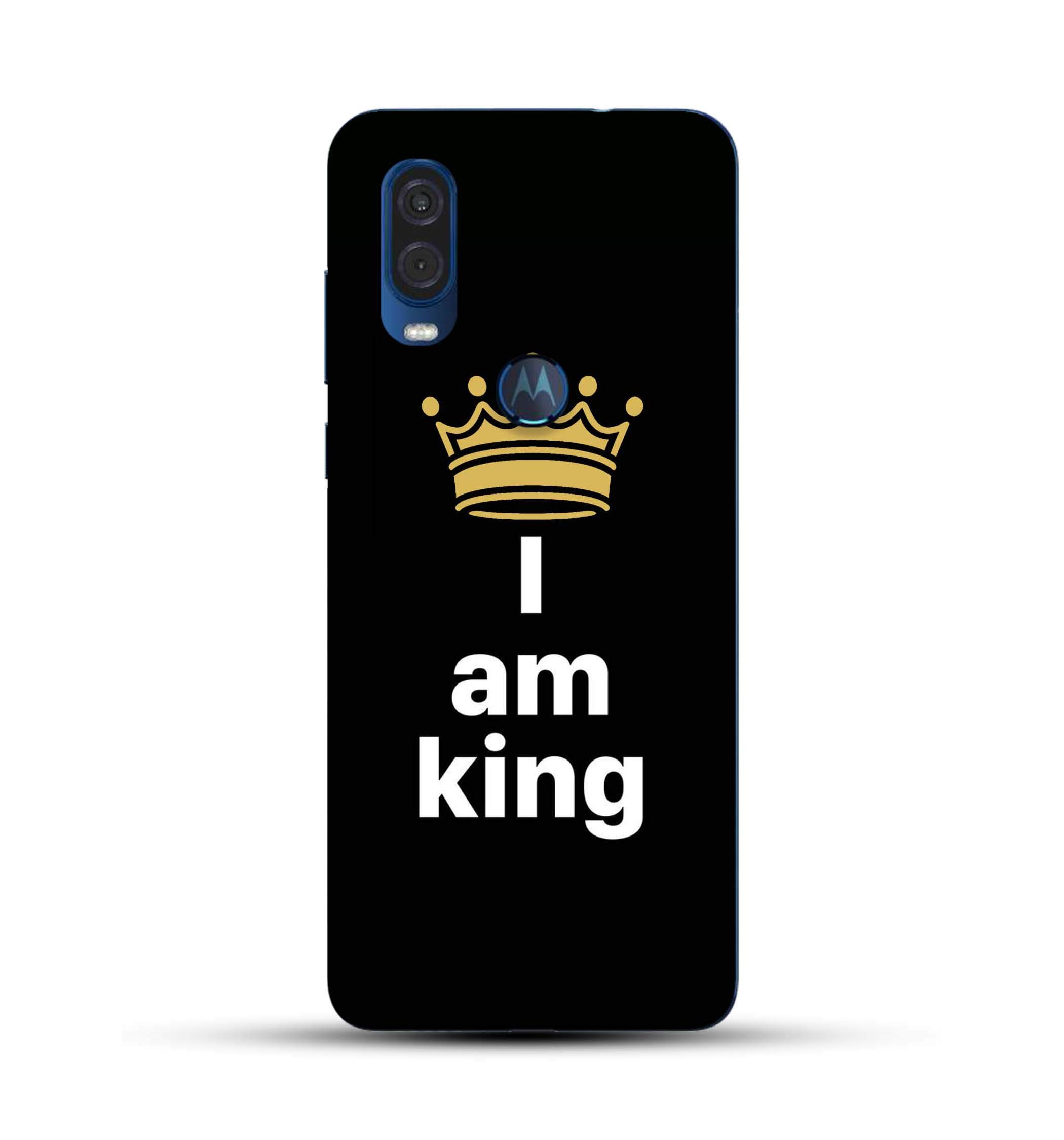 Pikkme Moto One Vision I am King Printed Cover Designer Case for Moto One Vision Multi-Coloured
