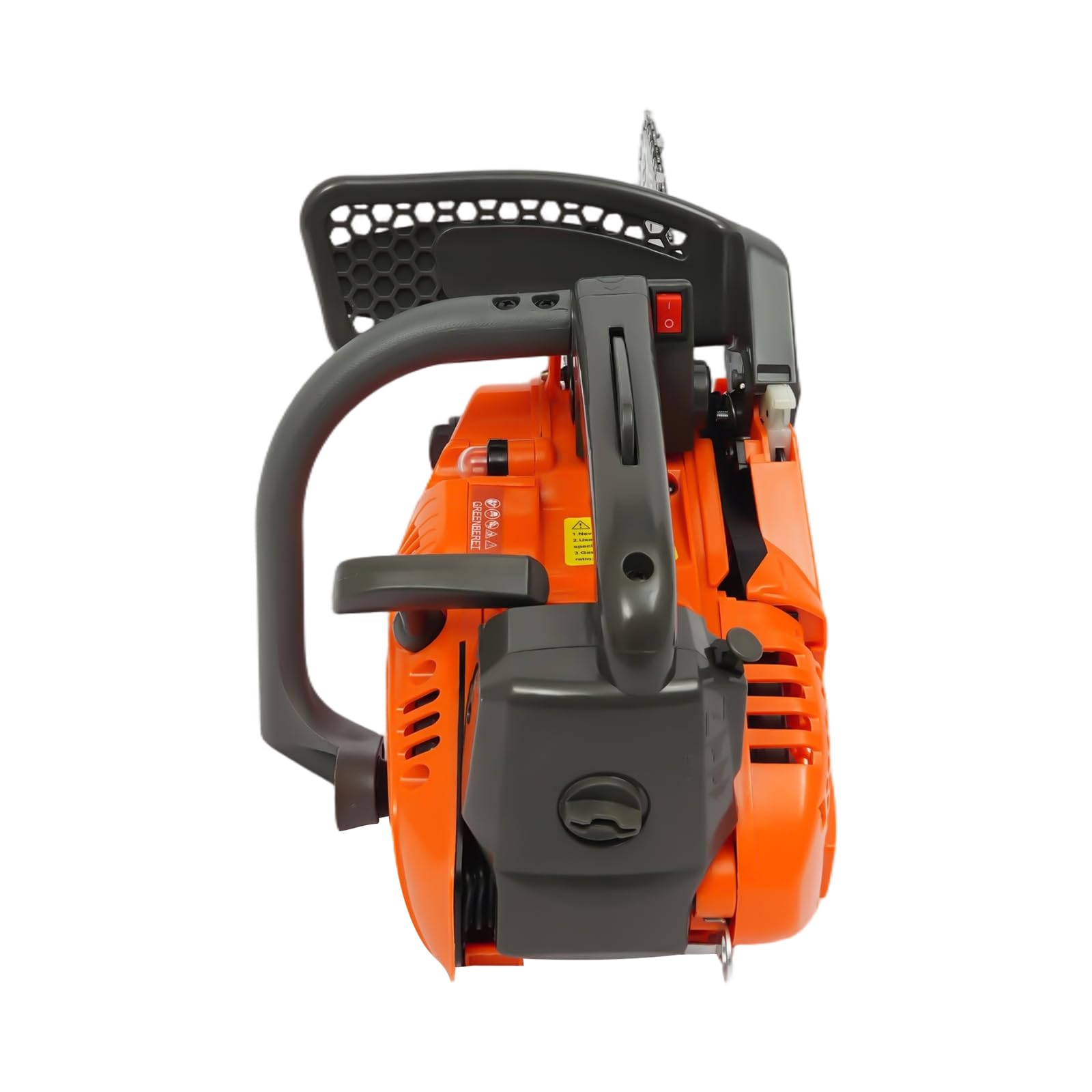 Motosierra de gasolina de 25,4 cc, motor de 2 tiempos, motosierra ligera de gasolina con bloqueo de seguridad y mango superior, motosierra compacta de gasolina para jardinería, corte de árboles, leña