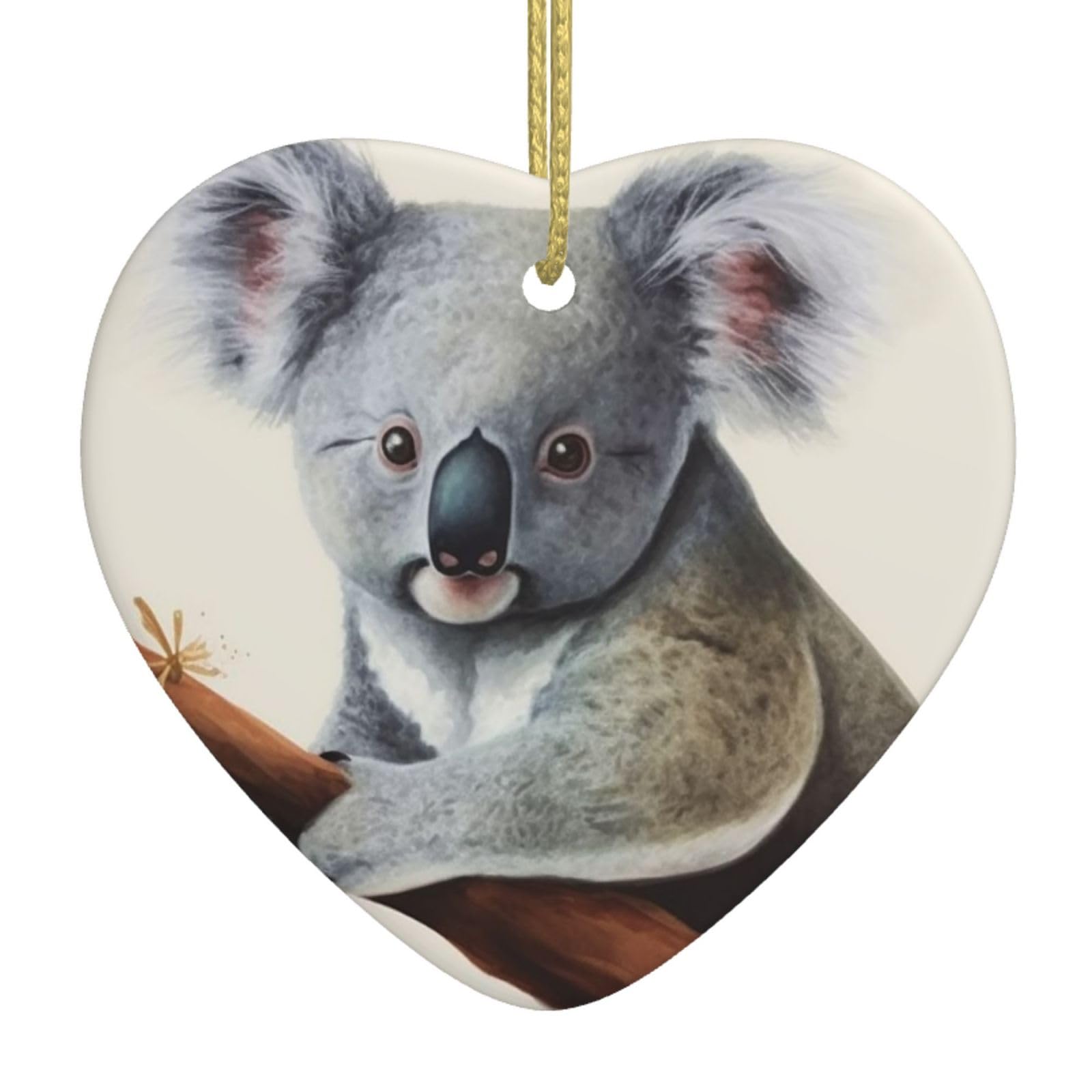 Fodpand Women's White Koala And Butterfly Christmas Ornaments 2025, Gift Exchange For Men, Collectible Ceramic Ornament Heart Hanging Ornaments For Christmas Tree Decoration