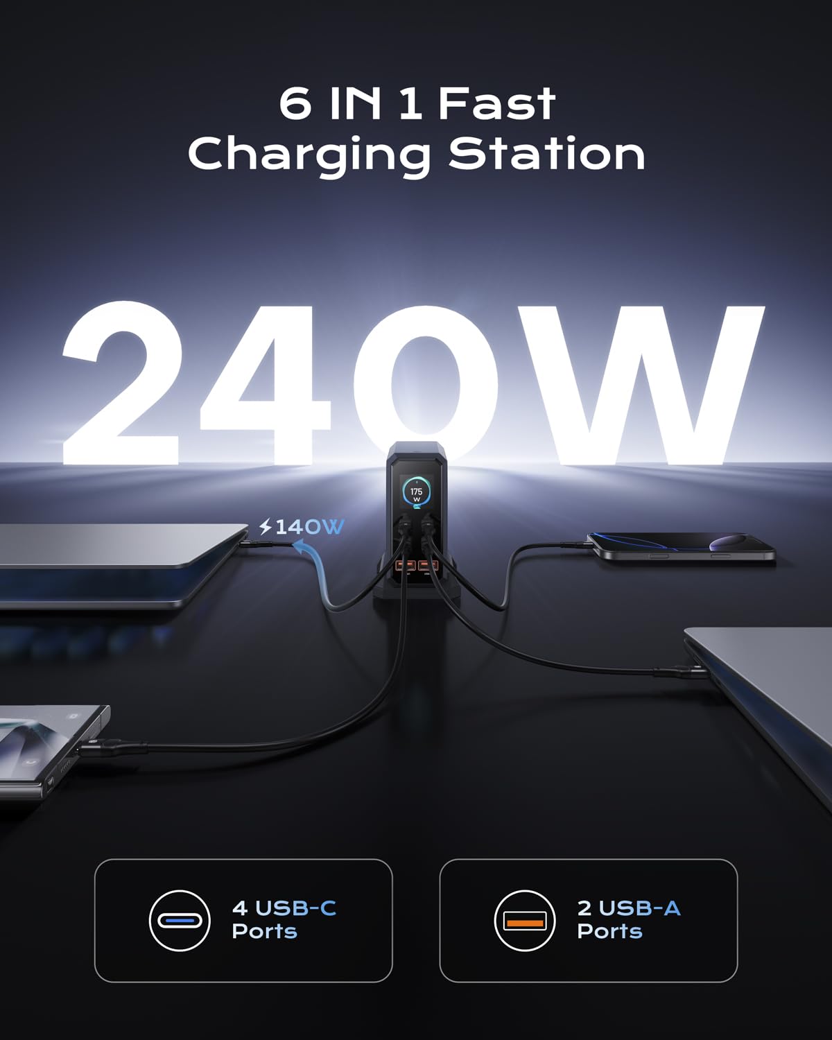 Bloque de cargador rápido USB C de 240 W