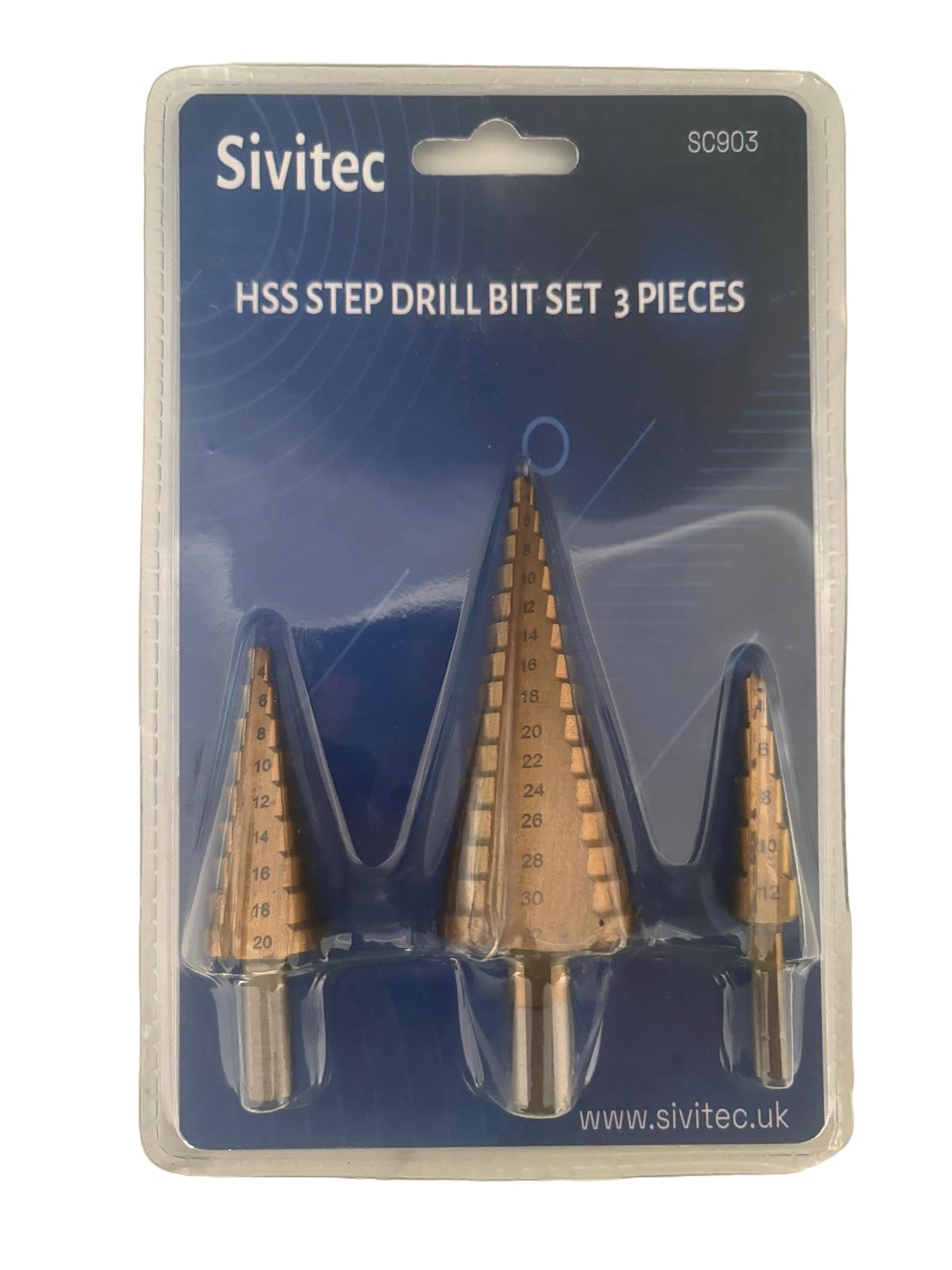 Sivitec 3PCS Step HSS 4341 Metric Round Shank Spiral Flute Step Tapered Drill Cone Bit Set for Metal Tube Sheet Wood Plastic Drilling 4-12mm