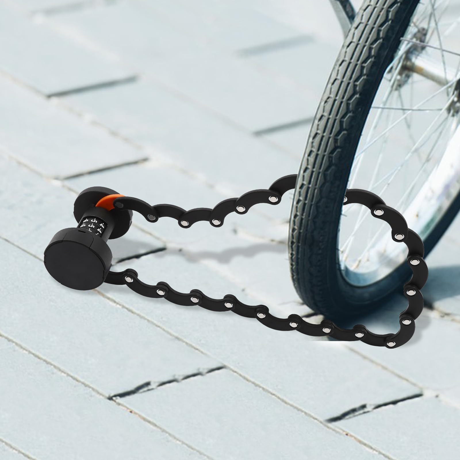 Lucchetto pieghevole per bicicletta con supporto, lucchetto a combinazione con 2 chiavi, per mountain bike, bici da corsa, BMX MTB
