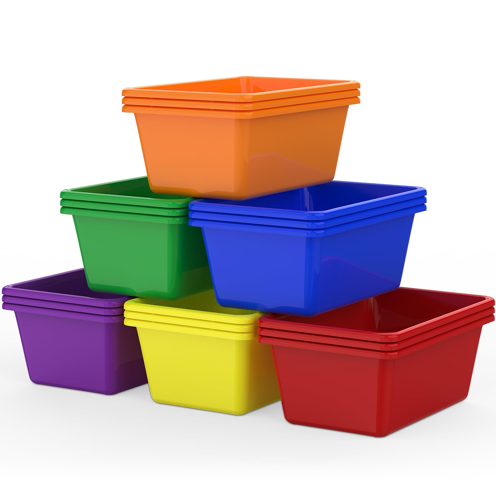 Dcocdeely 12 Pcs Plastic Small Cubby Bins Books Bins Toy Storage Bins Classroom Storage Organizer Containers for Office Classroom Home (12)