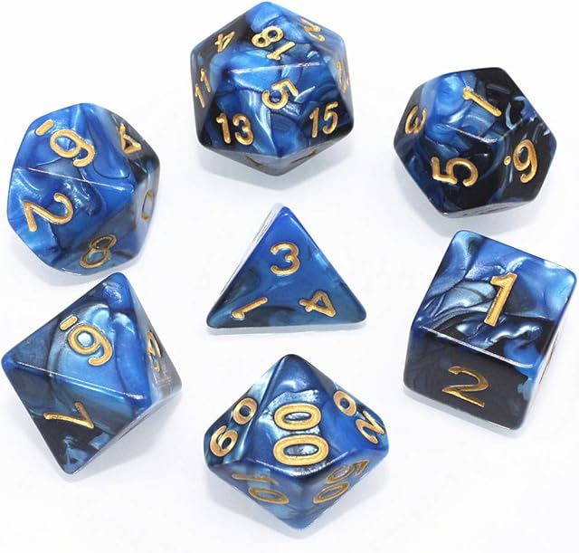HD DICE DND RPG Polyhedral Game Dice Set for Dungeons and Dragons D&D Pathfinder MTG Role Playing Game Dice (Blue & Black)