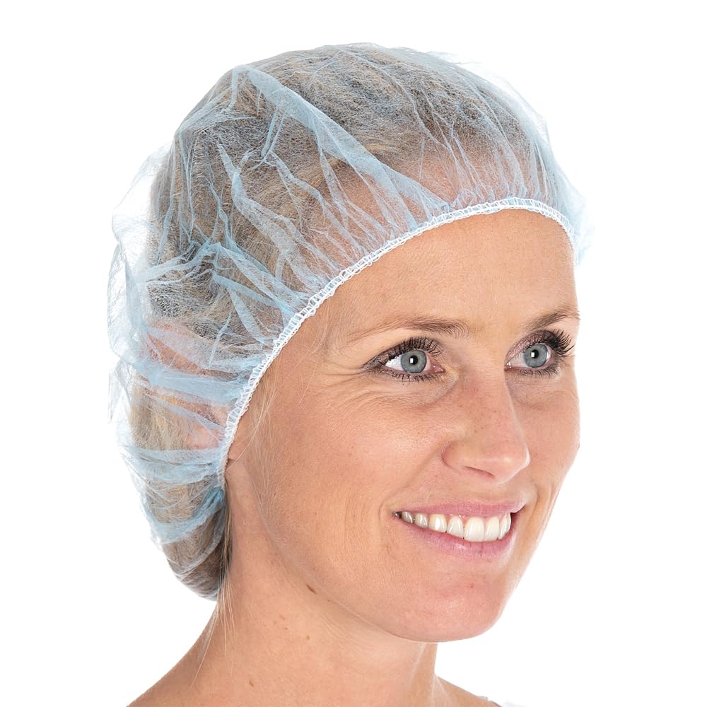 FRANZ MENSCH 1000 Stück Hygonorm Baretthauben Bettina Light | PP, blau, Einheitsgröße, Ø: 60cm, Beutel, Karton, Baretthauben, OP Kopfhauben, Einweghauben
