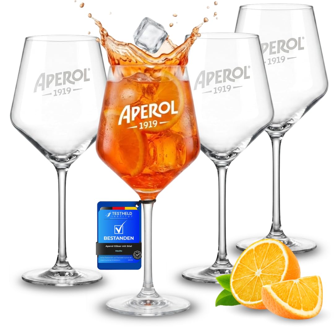 Maxito Aperol Gläser von hervorragender Qualität mit 400 ml im 4er Set als Geschenke für Frauen oder Aperol Geschenk I Aperol Spritz Gläser I Cocktailgläser I Aperol I Hochzeitsgeschenk I Geschenkbox