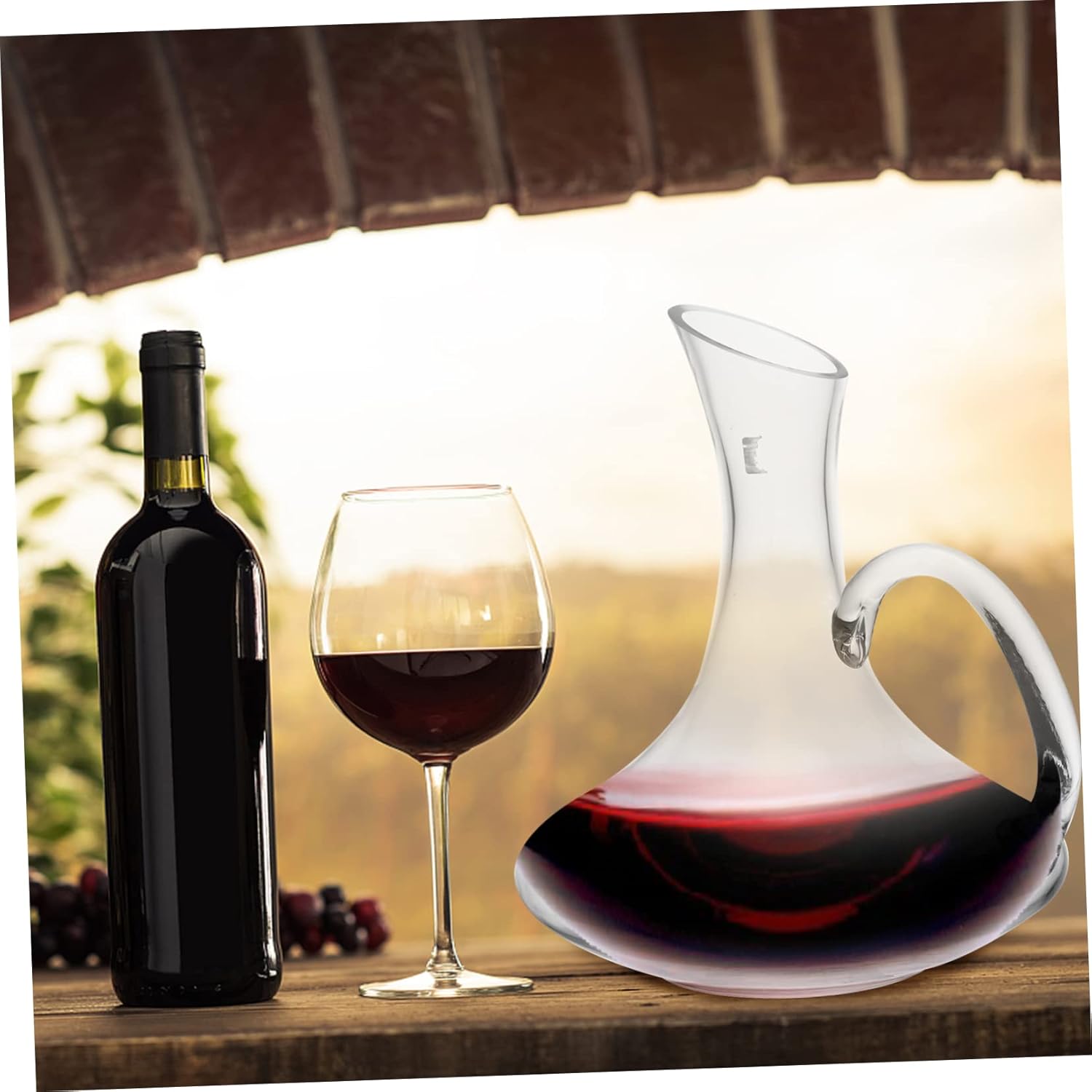 VALICLUD Transparent Crack Wine Decanter with Handle Sturdy Glass Wine Distributor Aerator for Banquet and Dinner Use
