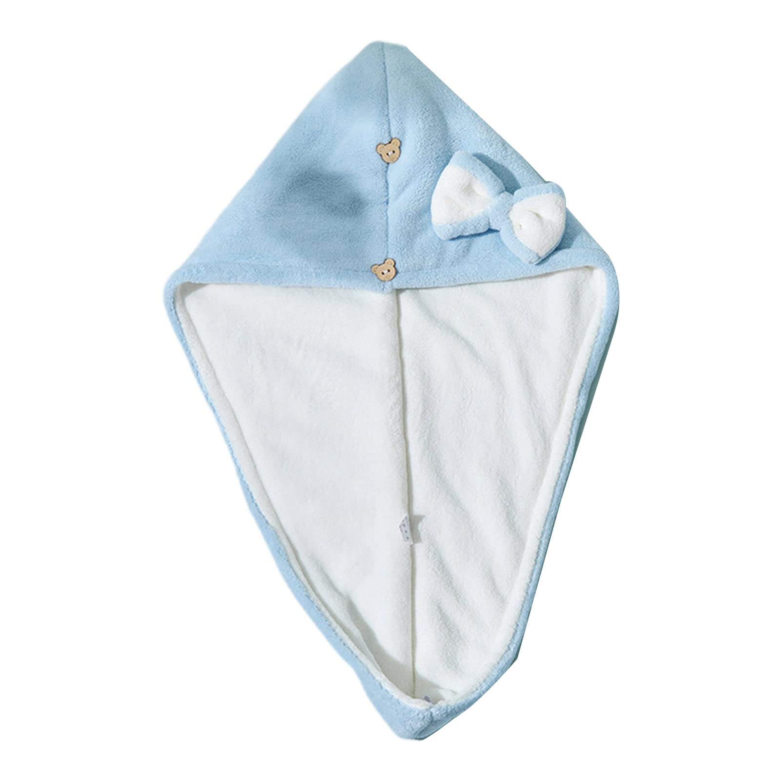 Tsophreniq Bowknot Cartoon Cute Corals Velvet Bath Cap Dry Hair Towel Quick Drying Shower Cap Double Layer Water Absorption Bowknot Cartoon Cute Corals Velvet Bath Hair Hat with Button