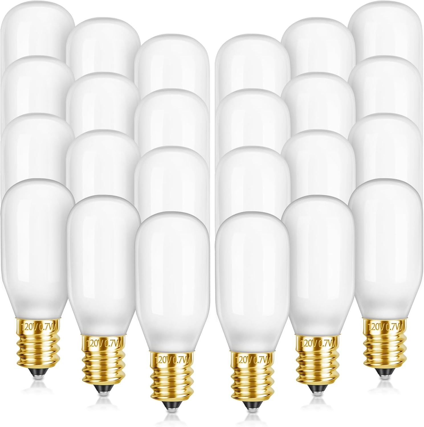 24PCS Christmas Village Light Bulbs E12 Base T20 LED Christmas Village Replacement Light Bulbs Accessory for Villages Lights Villages Houses Dept 56, Salt Lamp, Halloween Pumpkin (Gold Base)