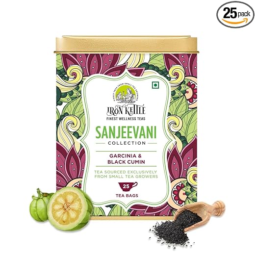 Sanjeevani Collection | Weight Management | Garcinia & Black Cumin | Herbal Green Tea with Garcinia, Black pepper, Kalonji, Curryleaf & Pudhina | 25 Tea bags
