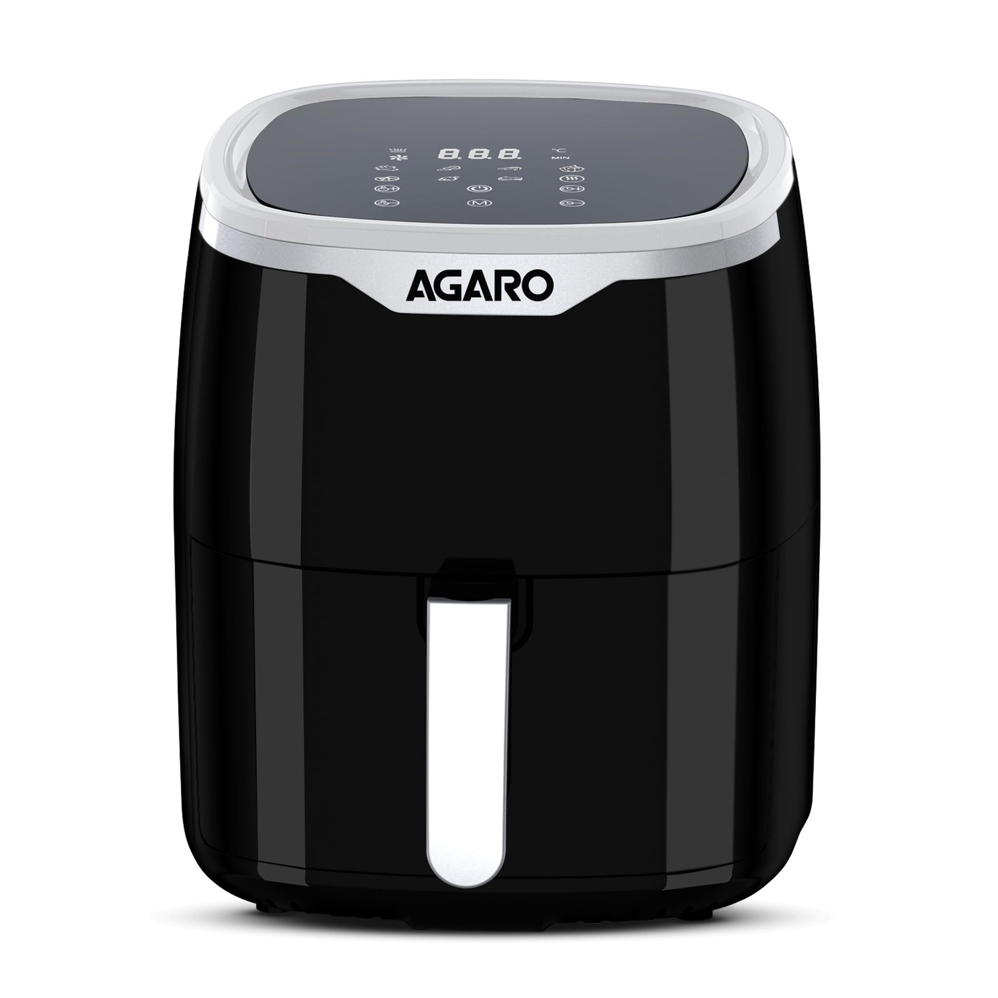 AGARO Galaxy Digital Air Fryer For Home, 4.5L, Electric Air Fryer, Convection Oven, 1400W, 7 Preset Programs & Reheat, 360 Degrees Air Circulation, Digital Touch Display, Bake, Roast, Toast, Black