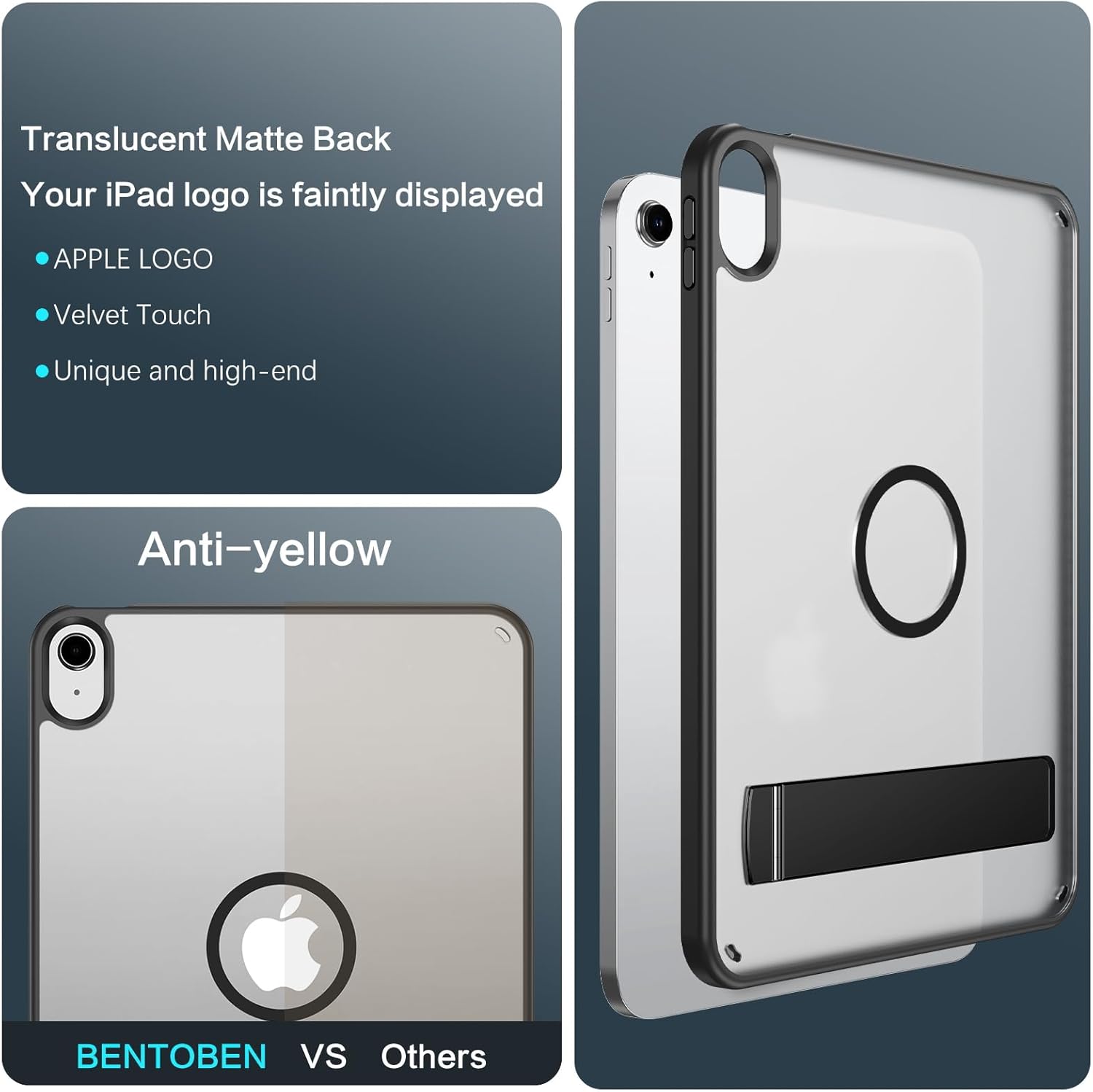 BENTOBEN Magnetic for iPad A16 Case with Invisible Stand (11th Generation 11 Inch 2025), iPad 10th Generation Case 10.9 inch 2022, Matte Slim Thin Protective Tablet Cover for iPad 11th/10th Gen, Black - Image 7