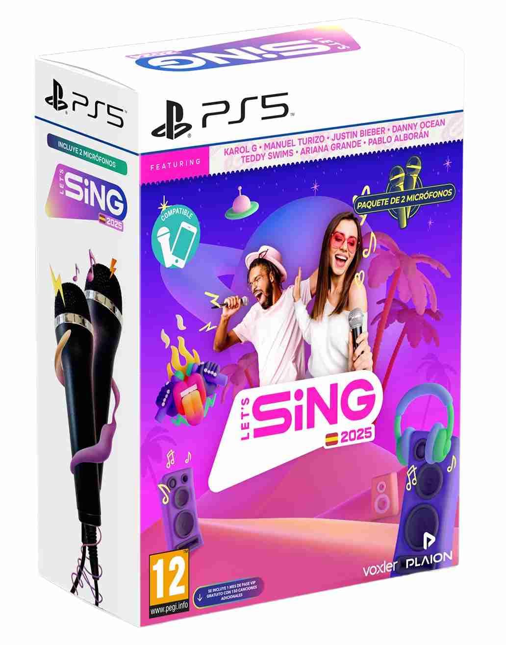 Carátula de Plaion Lets Sing 2025 S.V. + 2 Mics para PS5 (edición PAL España)