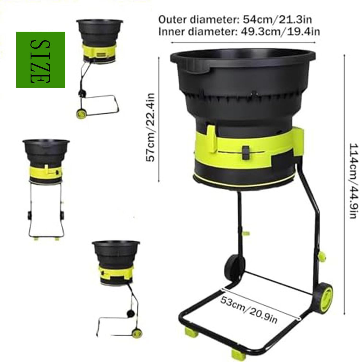 Trituradora Eléctrica De Hojas De 2500W,Trituradora De Jardín Sin Cuchillas con Ruedas Y Bolsa De Almacenamiento,Tritura Hojas Caídas,para Limpieza De Jardín NoPowerCord