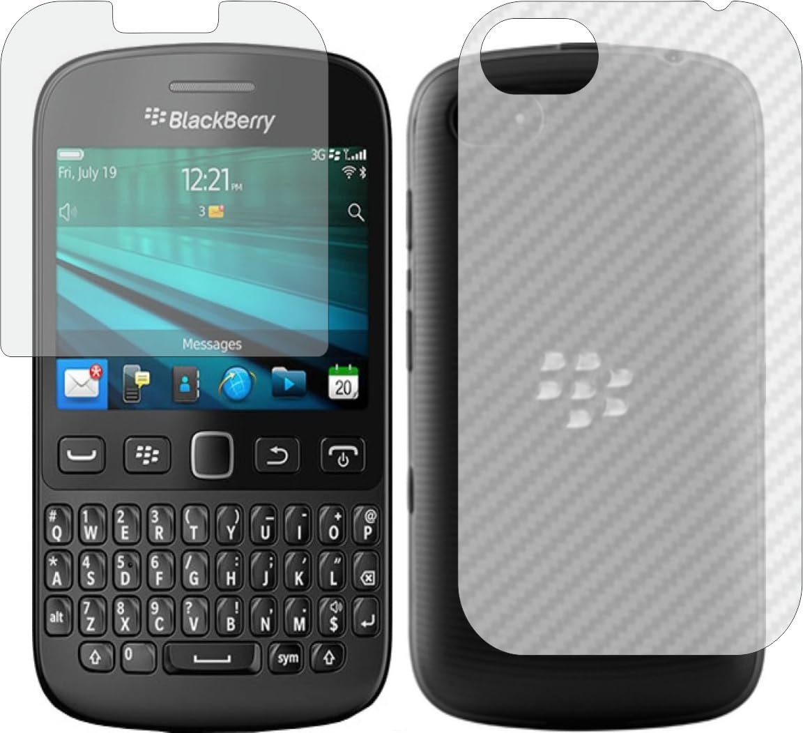 MOBLING Matte ScreenGuard & Carbon Fiber Back Skin, Flexible Fiber Material Not a Glass, Front & Back Impossible Screen Guard for BLACKBERRY 9720