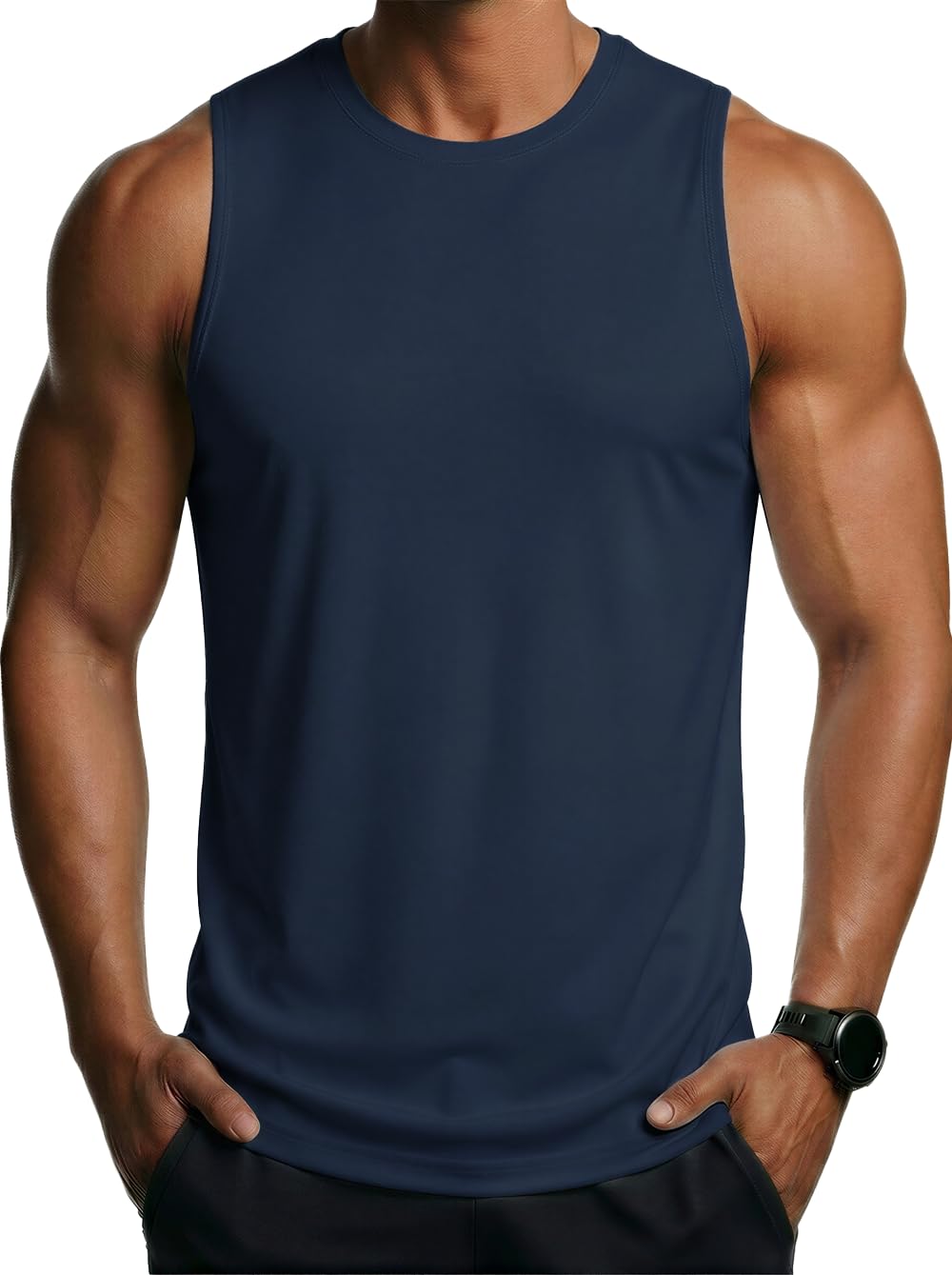 MAGCOMSEN Tank Top Herren Muskelshirts Leicht Rundhals Achselshirt Sommer Quick Dry Gym Trägershirt Fitness Ärmelloser T-Shirt