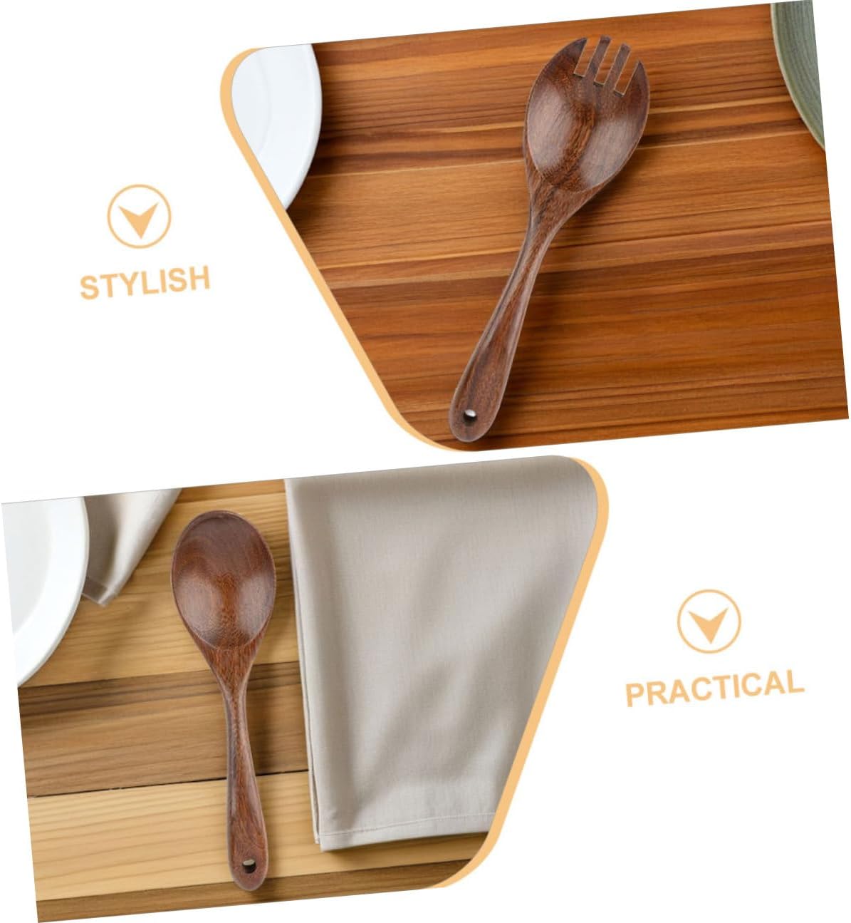 Wooden Salad Servers Set 4pcs – Salad Spoons and Forks for Serving and Tossing – Natural Wood Kitchen Utensils for Home and Party Use