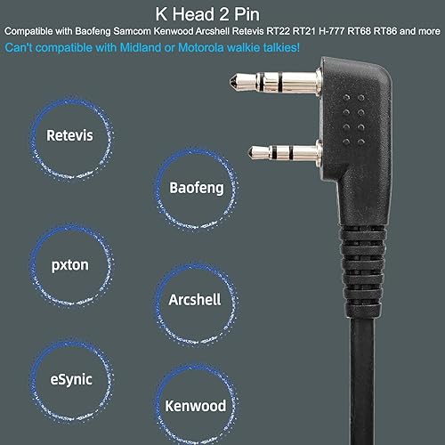 Miniatura 7 de Retevis Walkie Talkie Auriculares de reducción de ruido, volumen ajustable, manos libres, para RT22 RT21 H-777 RT68 RB85, compatible con radios
