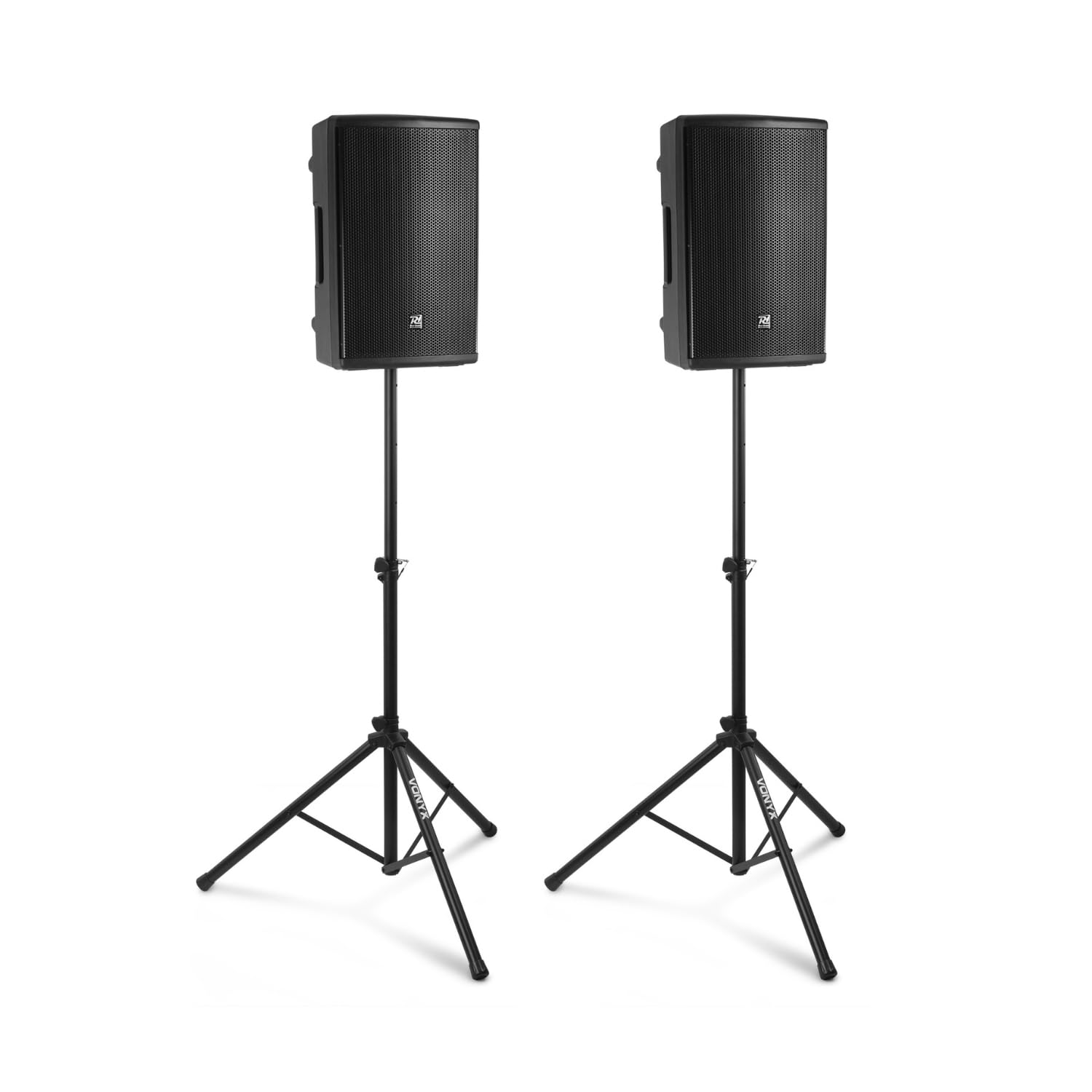 Vonyx VSA120S – Altavoz portatil Bluetooth Potente 800W con 2 Altavoces 12", USB, 2 Soportes LS01K y Cable Jack RCA, Equipo de Sonido Profesional para Eventos DJ y Directo, Color Negro
