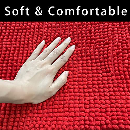 Eanpet Chenille Bath Mat Non-Slip Microfiber Floor Mat Baby Bath Mat For Kids Ultra Soft Washable Bathroom Dry Fast Water Absorbent Shower Mat Area Rug (15.7" X 23.6", Red) #TOP3