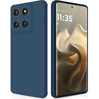 GiiYoon Case Compatible with Motorola Edge 60 Pro High-Quality Liquid Silicone Case All-Round Protection Mobile Phone Case Scratch-Resistant Soft Microfiber Lining Blue