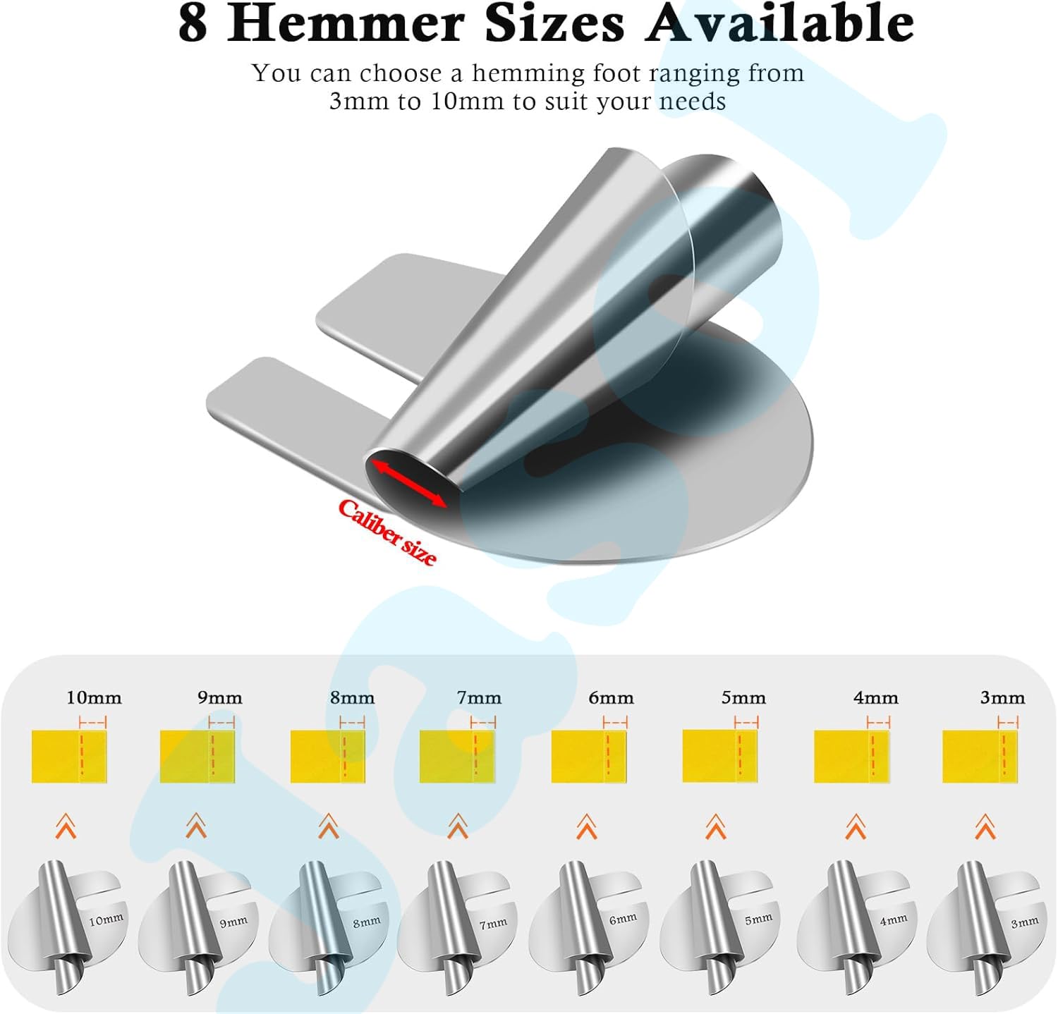 1pcs Sewing Rolled Hemmer Foot, 3-10mm Rolled Hem Presser Foot Set for Sewing Machine Accessories, Curved Scroll Hemmer Upgrade Presser Feet Sewing Supplies for Home Industrial (3MM) — Amazon image 2