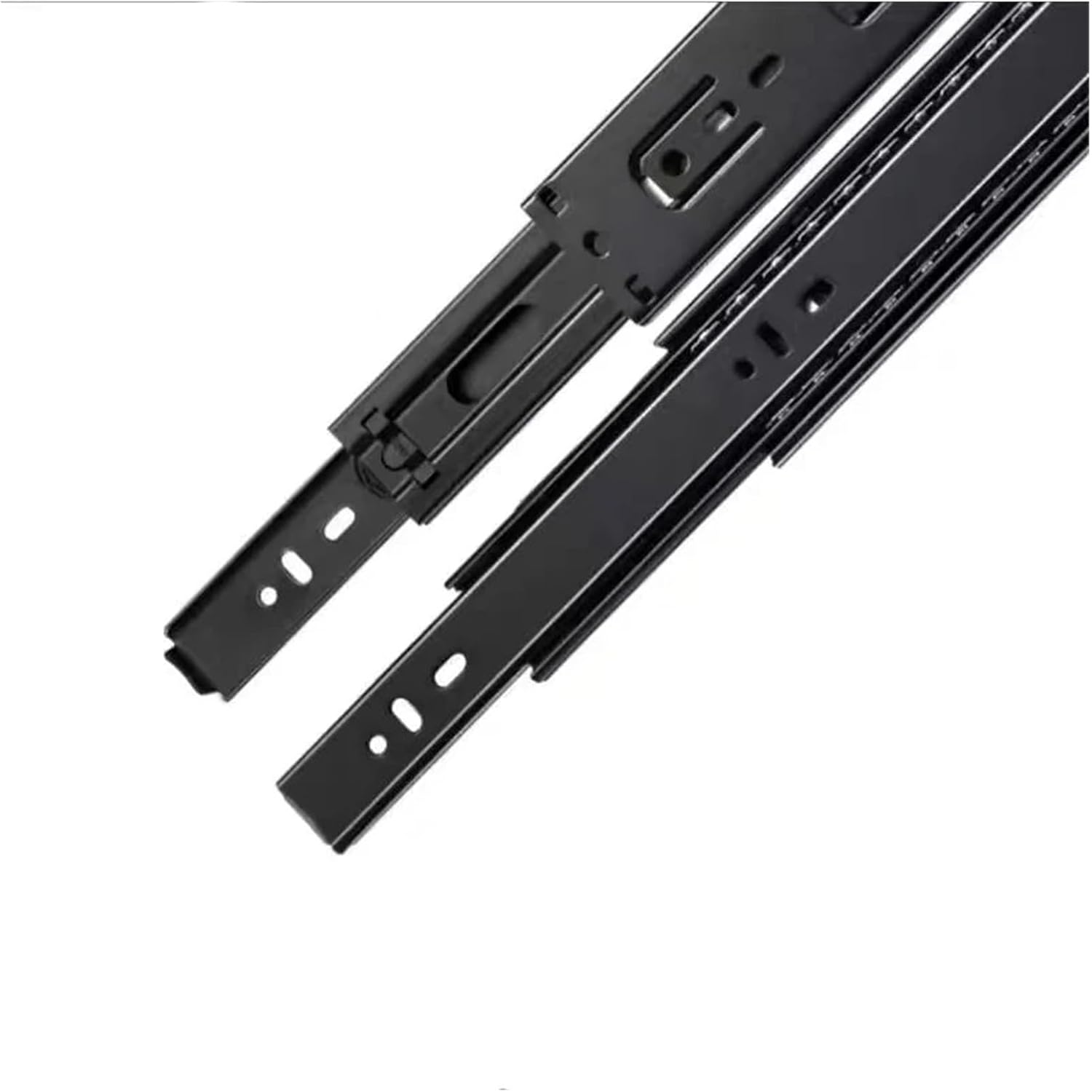 Buffer Three-Stage Stainless Steel Drawer Rails Ball Bearing Black Slide Rail(2pcs 508x45x10mm)