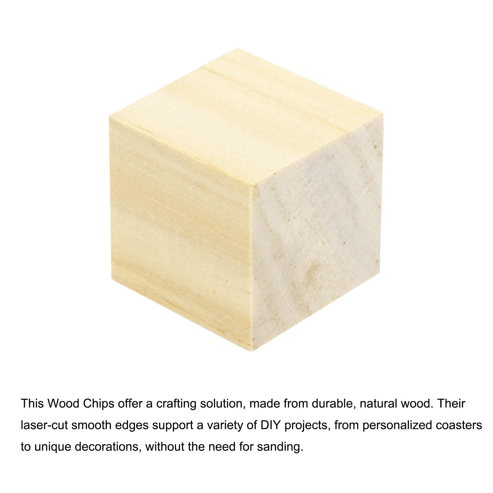 sourcing map Crafts Wooden Cube 200 Pcs Square Natural Solid Wood Crafts Blocks for DIY Projects, Puzzle Making, Letters and Stamps for Home Decoration - Image 4