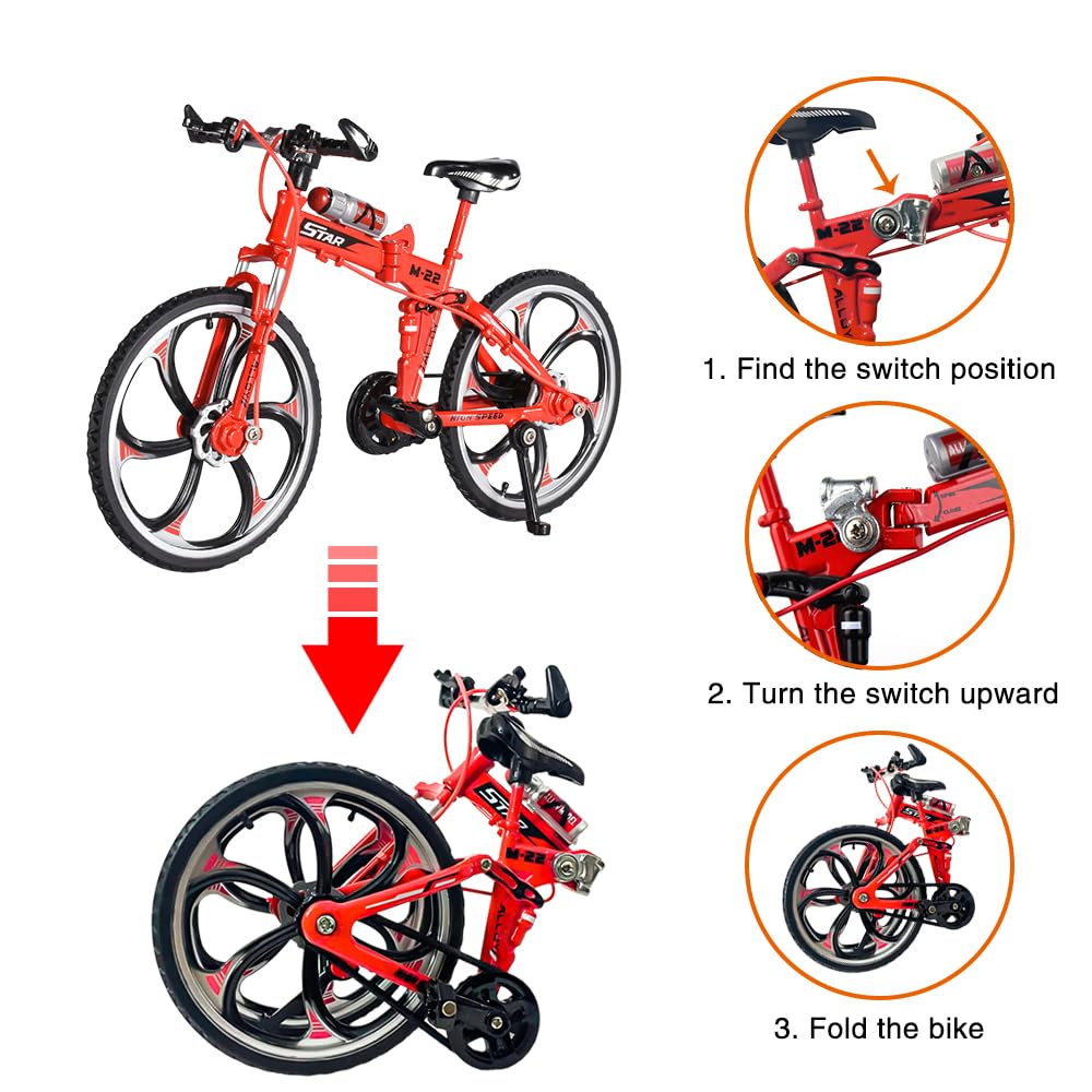 Risopen Mini Vélo De Montagne 1:8 En Alliage Moulé Sous Pression - Jouet BMX Doigt Avec Skateboard - Décoration Bureau Et Artisanat Cyclisme (Vert)