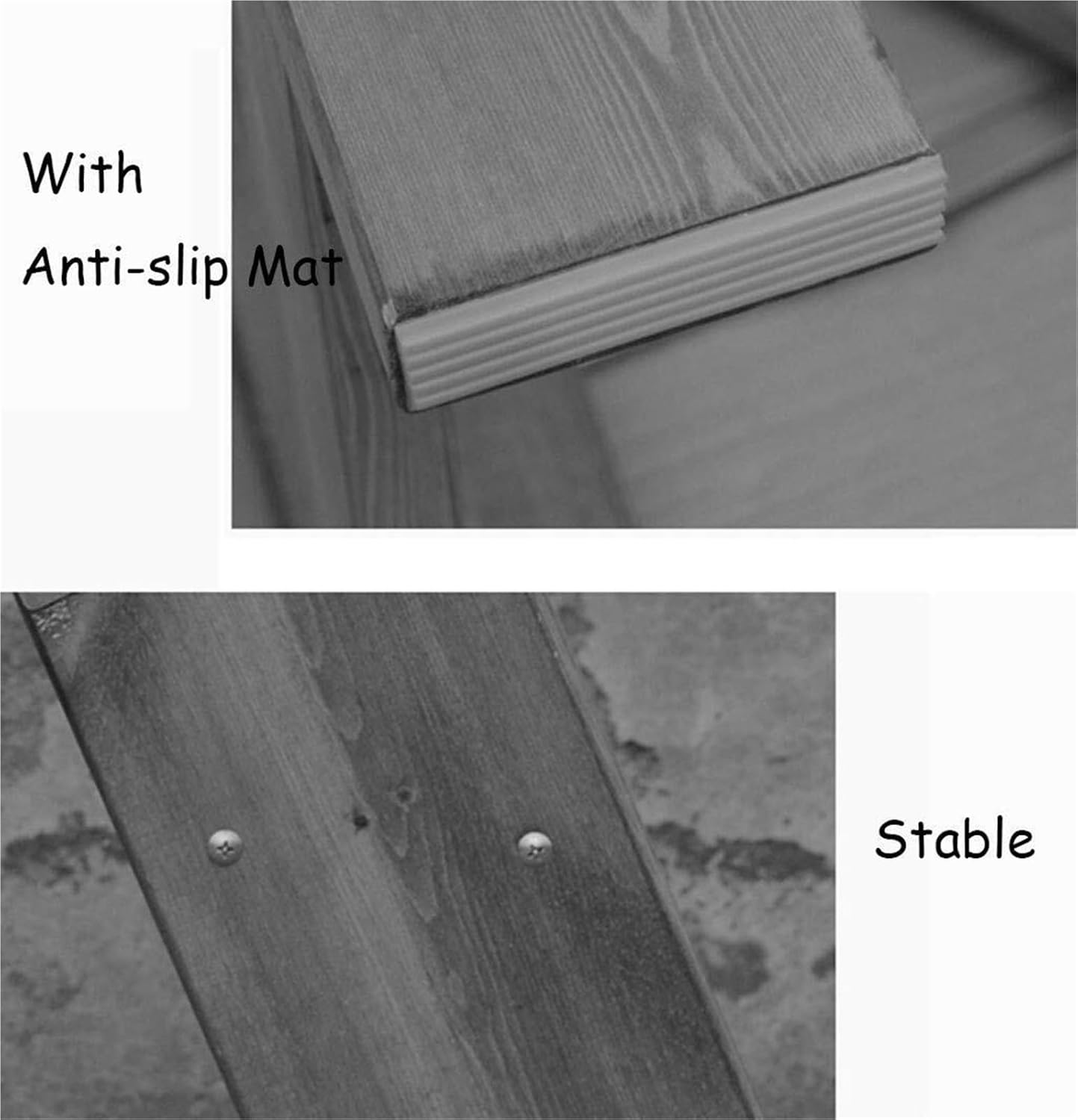 Step Stool Natural Foldable Step Ladder 4 Steps - Lightweight Wooden Stool with Dual-Use Tread & Staircase Chair for Home & Library