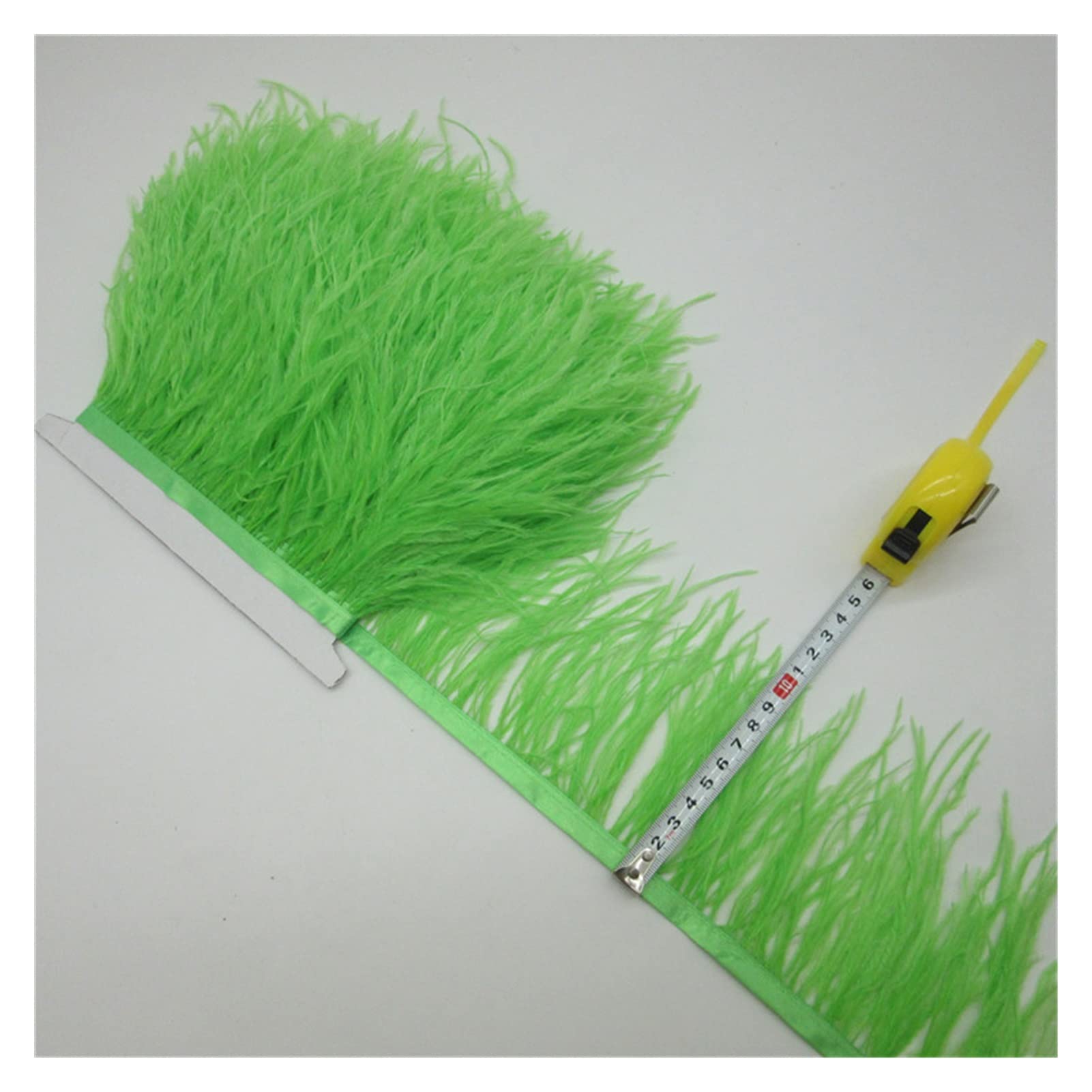 Garniture plumes d'autruche frangée violette et vert pomme pour artisanat 10 yards