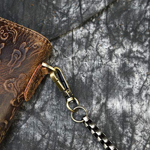 Men's Genuine Leather Long Wallet Chain Wallet Card holder Wallet with Coin Pocket4