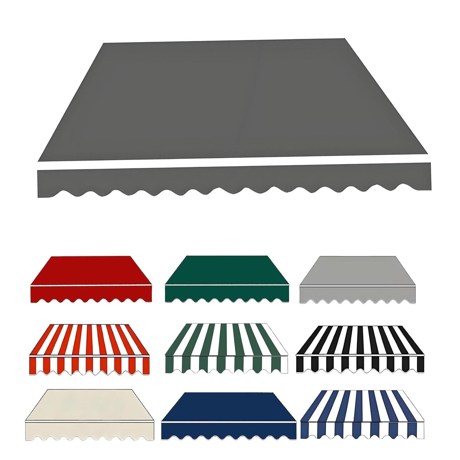 2.0m 2.5m 3.0m 3.6m 4m 5m Durabla Garden Awning Replacement Fabric Top Cover Front Valance, Window Awning Cover Waterproof, Awning Fabric Replacement(Grey,360x300cm)
