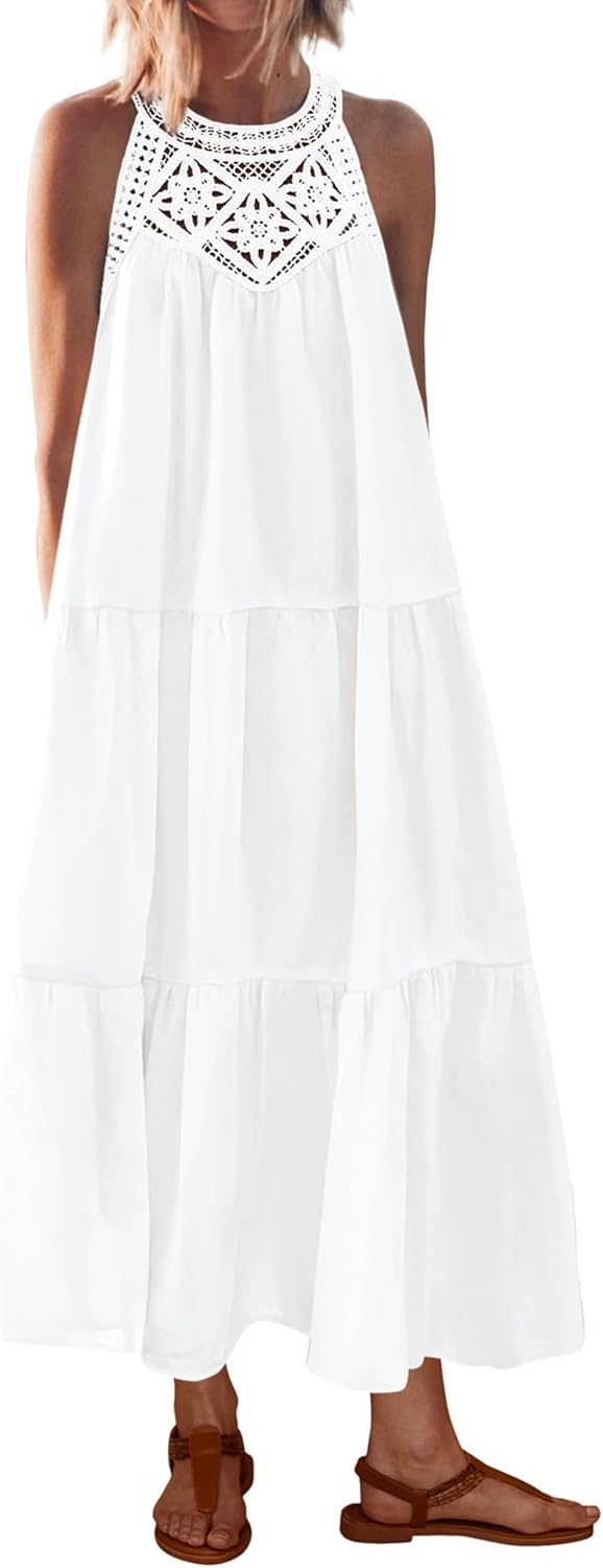 BTFBM Summer Halter Dresses Women Casual Spring Boho Sundresses