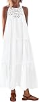 BTFBM Summer Halter Dresses for Women 2026 Casual Spring Hollow Out Sleeveless Boho Sundresses Beach Vacation Maxi Dress