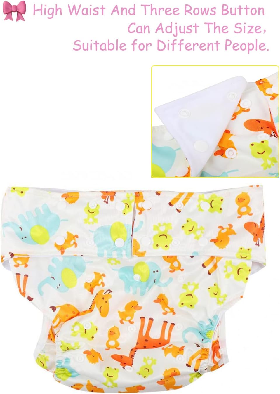 CutiePlusU Adult Cloth Diaper Washable Adult Pocket Nappy Cover Adjustable Reusable Breathable Leak Free - Cute Giraffe