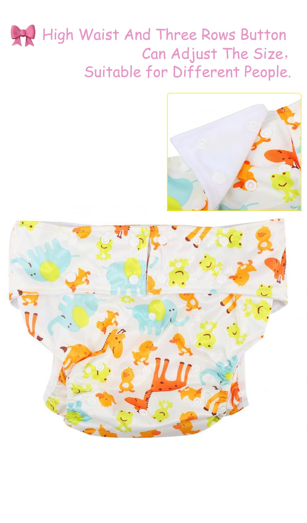 Couche Lavable Adulte CutiePlusU - Réglable, Respirante, Design Mignon Girafe, Taille M/L