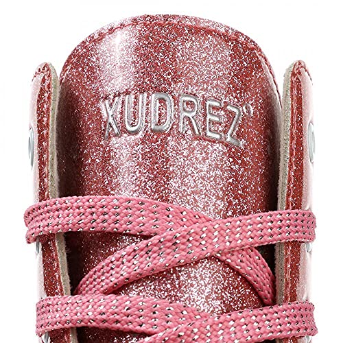 Roller Skates for Women Men Shiny PU Leather High-top Roller Skate Shoes for Beginner Classic Double-Row Roller Skates, Indoor Outdoor Roller Skates (Crystal Pink Flash Wheels,39) - Thumbnail 6
