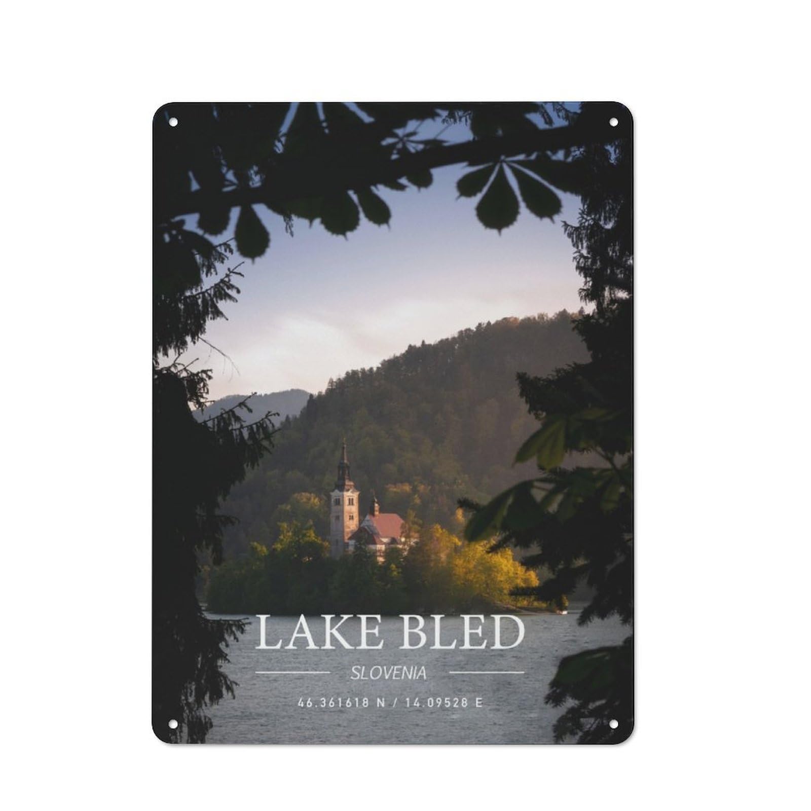 Junmoney Lake Bled Rustic Metal Sign 40X30cm Featuring For Garage Wall, Suited To Garage Decor Collectors
