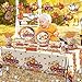 142Pcs Fall Party Plates and Napkins Party Supplies, Autumn Pumpkin Leaves Tableware Set with Cups,Banner,Pumpkin Tablecloth for Fall Harvest Party Thanksgiving Dinner Party Decorations, Serves 20
