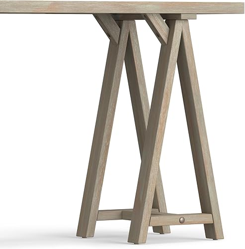 Miniatura 162 de SIMPLIHOME Sawhorse - Mesita de noche de madera maciza de 24 pulgadas de ancho, moderna, industrial, color gris envejecido, para sala de estar y