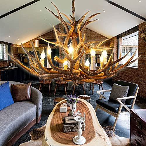 NWIASS Antlers Chandelier 8 Light Double Layer, Resin Deer Antler Chandelier Lighting Vintage Antler Light Fixtures, Farmhouse Large Antler Chandeliers for Dining Room Kitchen Living Room Store