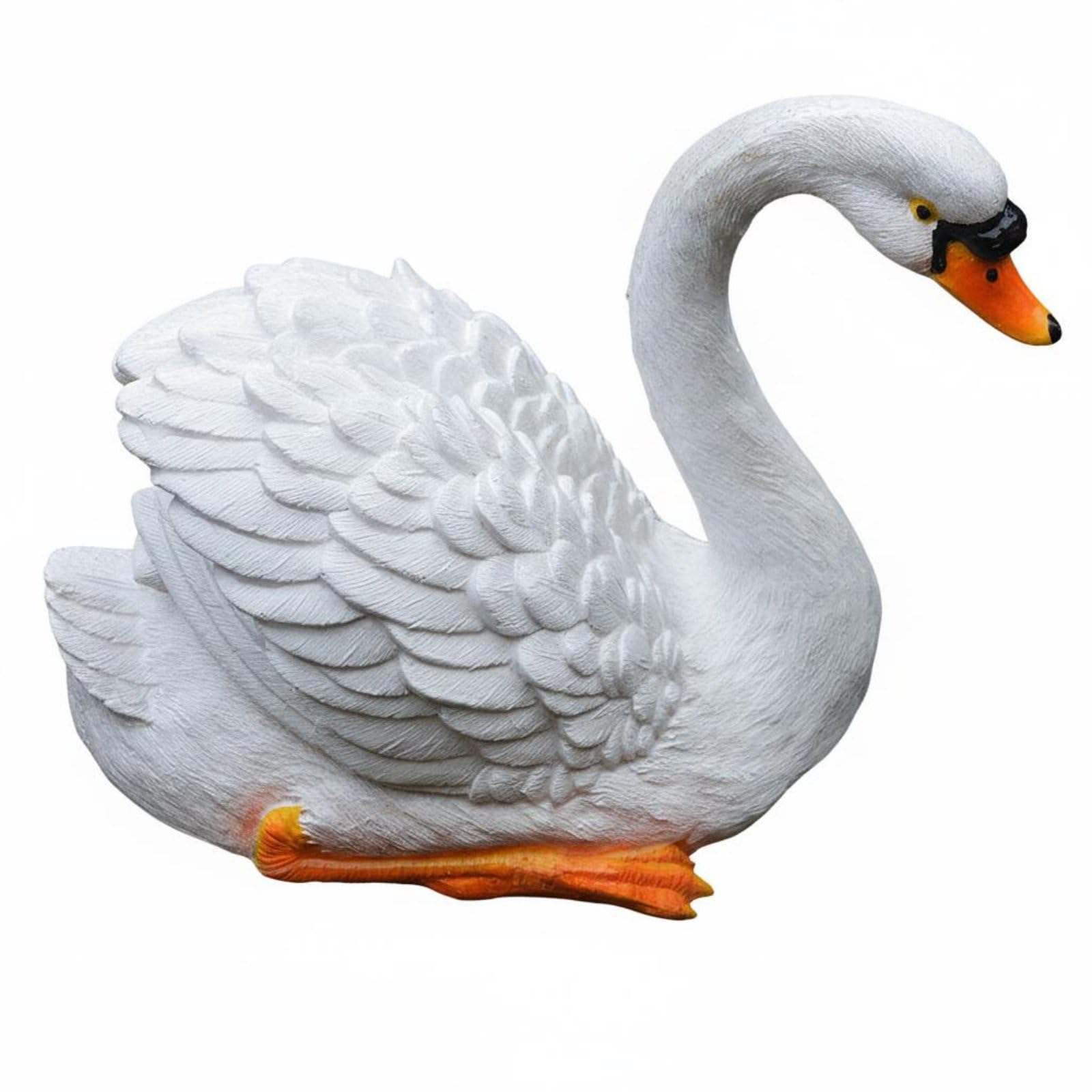 floats on water floating swan statue waterproof realistic swan statue weather resistant lightweight for pool, patio, white, small raised
