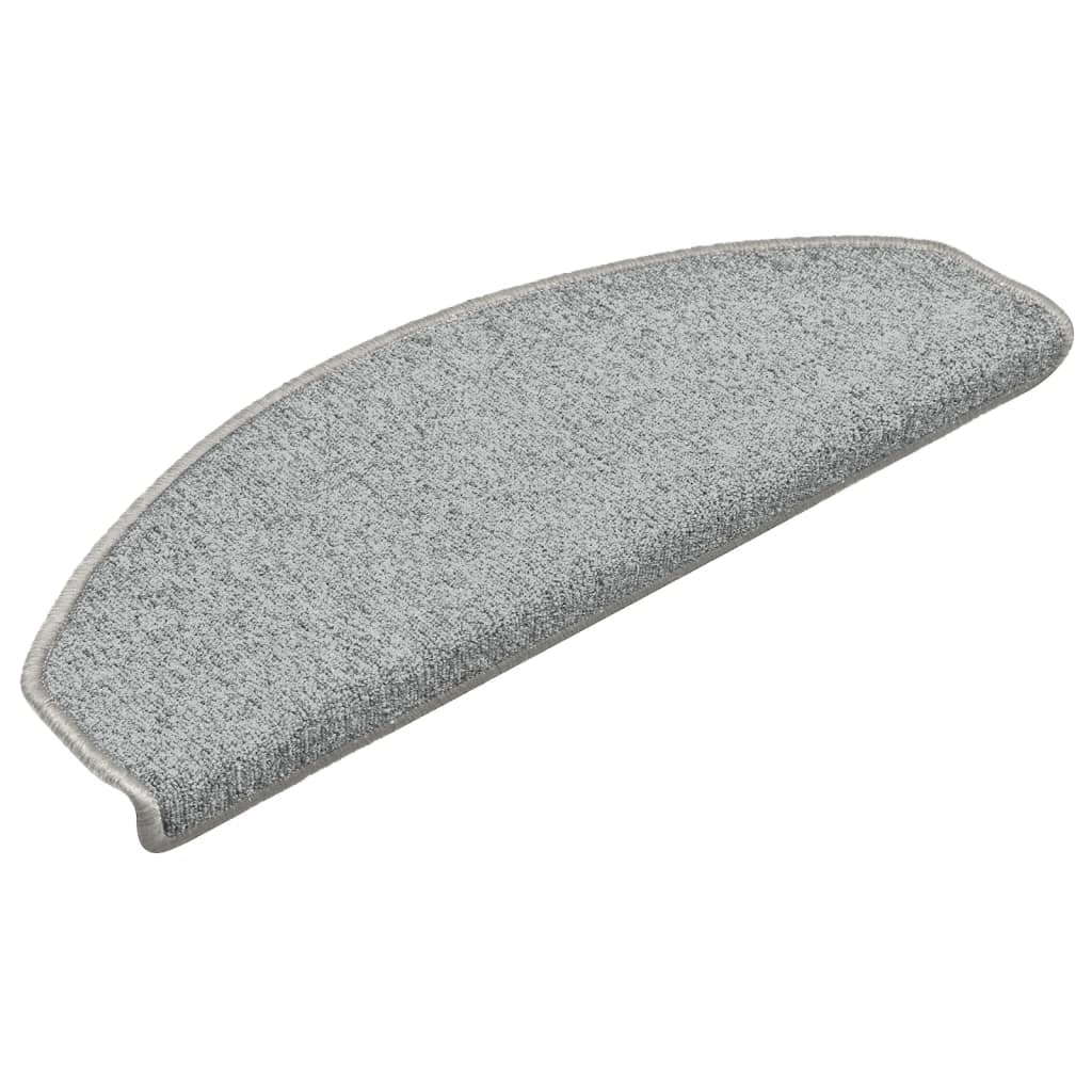 vidaXL Light Grey Carpet Stair Treads - Prevent Slipping, Sound Damping, Easy Cleaning and Installation, 100% PP Tufted Material, Resist Scuffs and Scratches