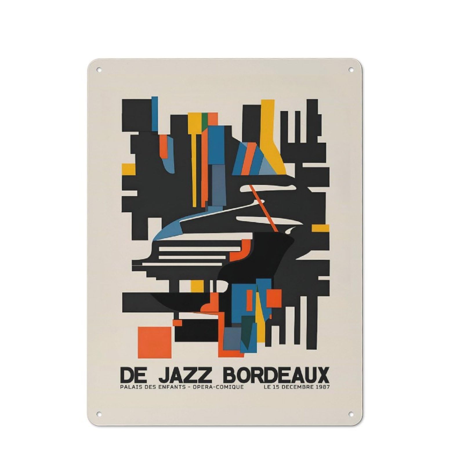 Junmoney Style-11 Urban Metal Wall Art Sign 40X30cm Featuring Jazz Bordeaux, Urban Room Decor For Modern Home, Workshop, Office Or Cafe