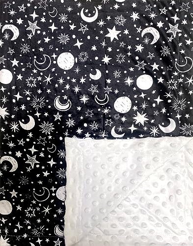 Image of Baby Blanket for Girls Boys Black Moon Star Minky Super Soft Double Layer Receiving Blanket with Dotted Backing for Newborns Nursery Stroller Receiving Toddlers Crib Bedding Blankets 30x40 Inch