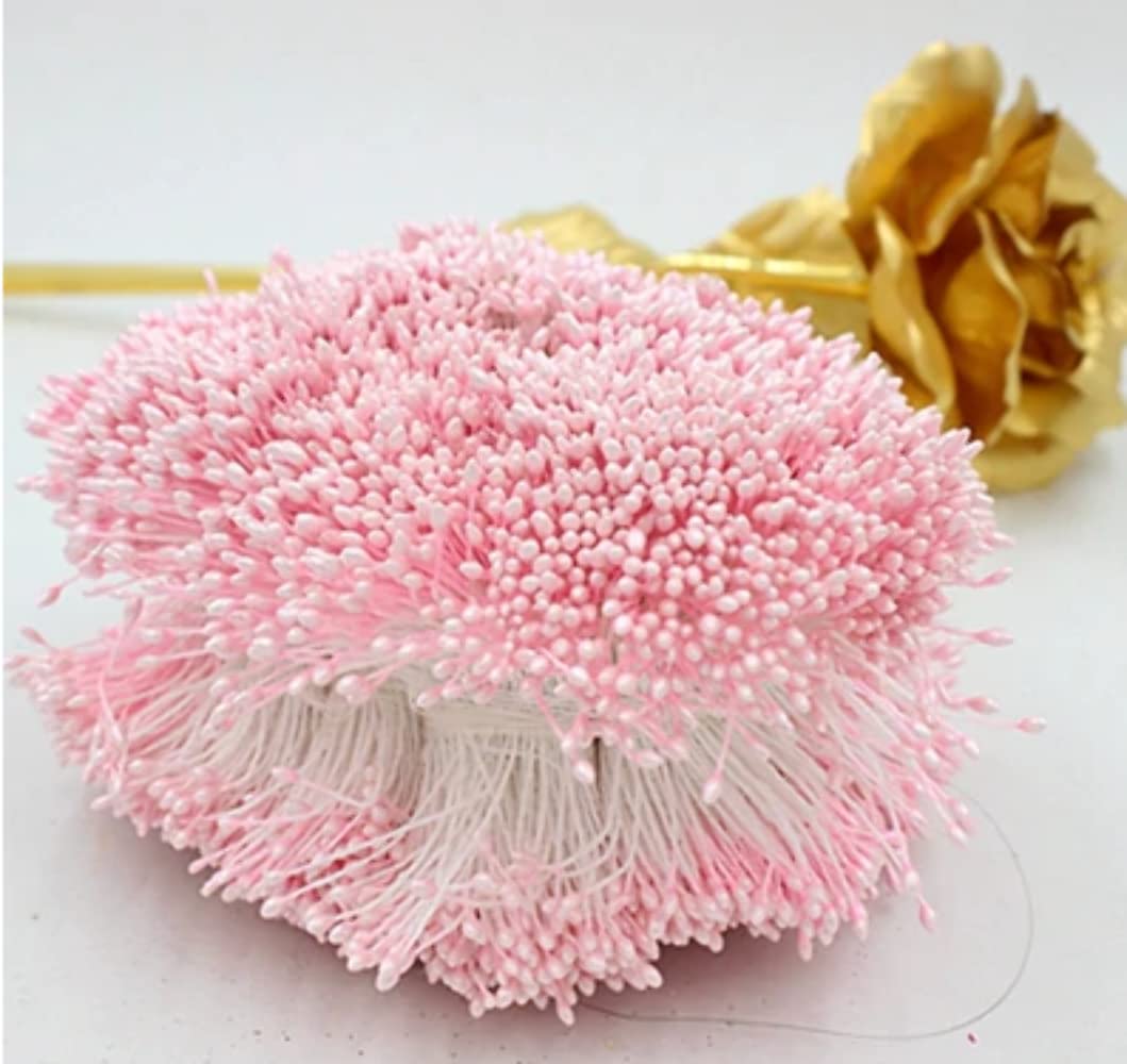 Double Heads Artificial Mini Pearl Flower Stamen 1mm - Light Pink