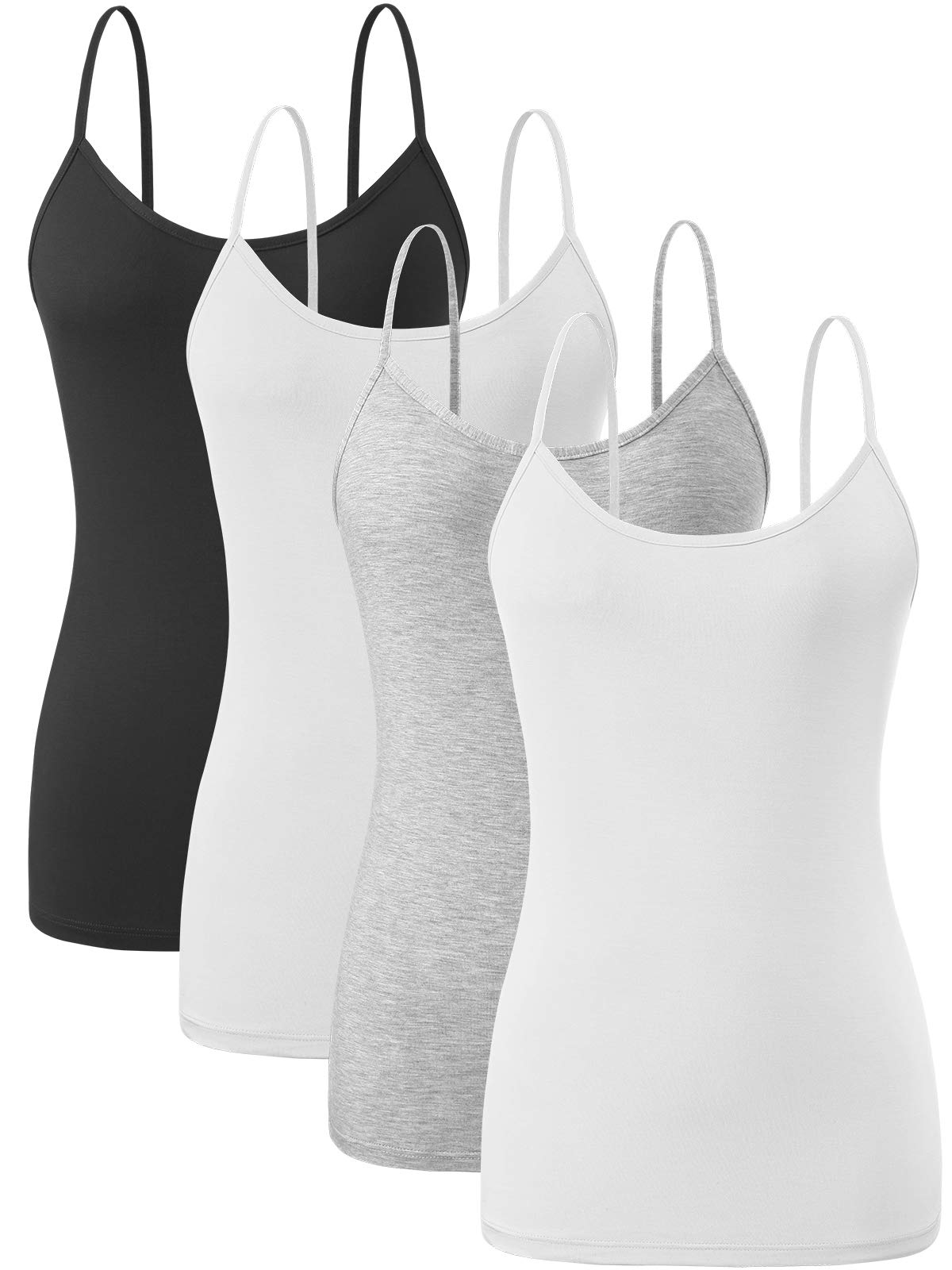 Orrpally Basic Cami Tank Tops Women Lightweight Camisole Stretch Tank Top Adjustable 4-Pack