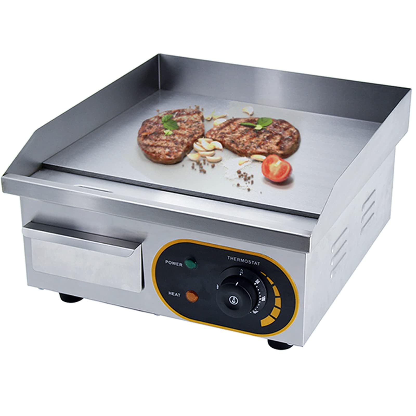Piastra Griglia elettrica commerciale in acciaio inossidabile per ristoranti luoghi pubblici e barbecue 1500 W 35.50CM con controllo della temperatura regolabile 50~300 ℃